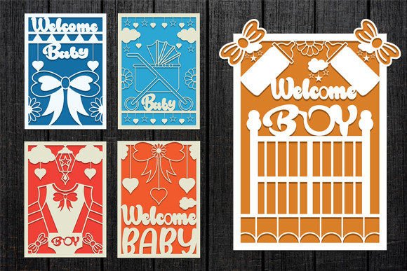 Download New Born Baby Card Paper Cut SVG Bundle - Born Collection